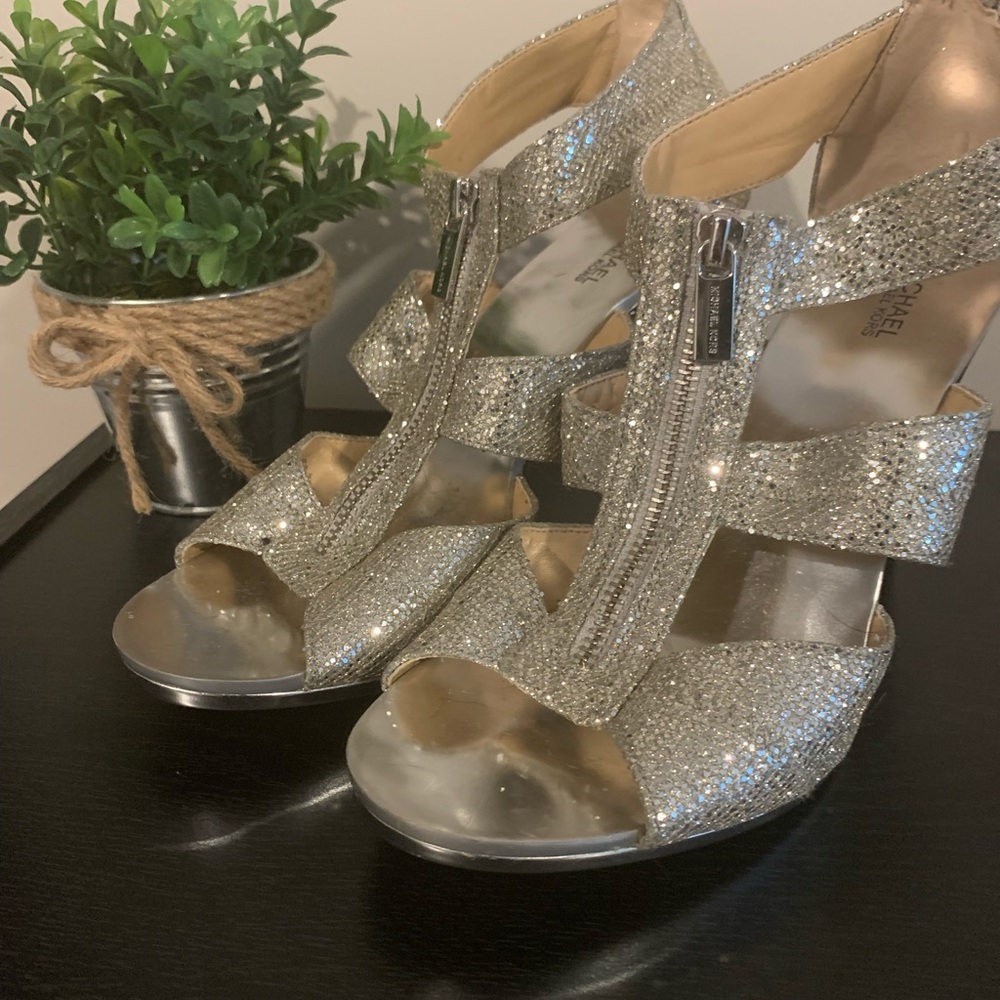 Silver heels by Michael Kors